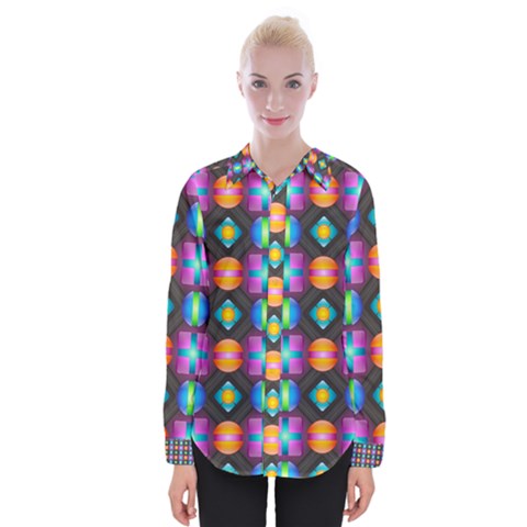 Squares Spheres Backgrounds Texture Womens Long Sleeve Shirt by Bajindul