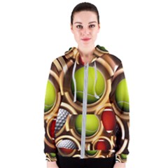 Sport Ball Tennis Golf Football Women s Zipper Hoodie by Bajindul