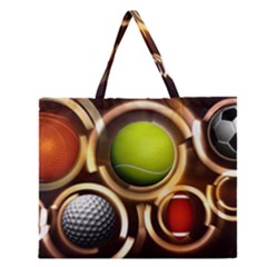 Sport Ball Tennis Golf Football Zipper Large Tote Bag by Bajindul