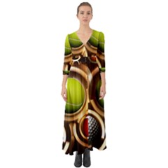 Sport Ball Tennis Golf Football Button Up Boho Maxi Dress by Bajindul