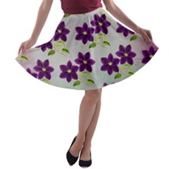 Purple Flower A-line Skater Skirt by Bajindul