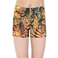 Sculpture Art Temple Tower Kids  Sports Shorts by Pakrebo