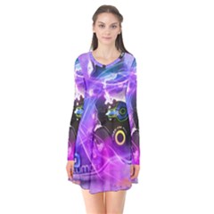 Ski Boot Ski Boots Skiing Activity Long Sleeve V-neck Flare Dress by Pakrebo