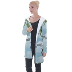 Funny Stork With Creepy Snake Baby Longline Hooded Cardigan by FantasyWorld7