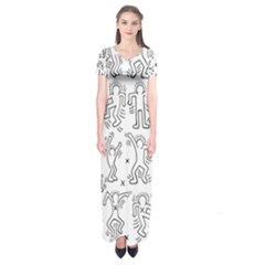 Doodle Pattern Short Sleeve Maxi Dress by Valentinaart