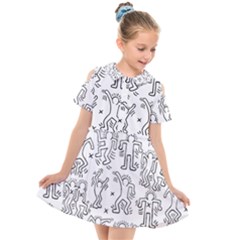 Doodle Pattern Kids  Short Sleeve Shirt Dress by Valentinaart