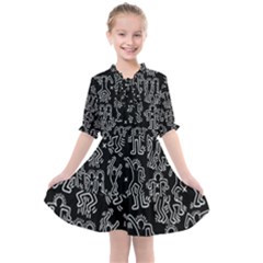 Doodle Pattern Kids  All Frills Chiffon Dress by Valentinaart