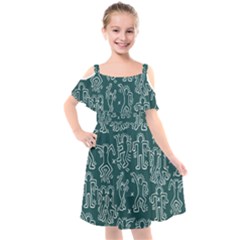 Doodle Pattern Kids  Cut Out Shoulders Chiffon Dress by Valentinaart