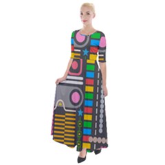 Abstract Background Colors Shapes Half Sleeves Maxi Dress by Pakrebo