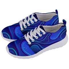 Wavy Abstract Blue Men s Lightweight Sports Shoes by Pakrebo