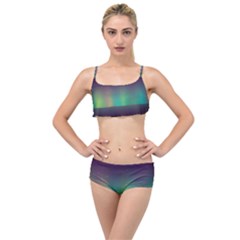 Background Colors Abstract Green Layered Top Bikini Set by Pakrebo