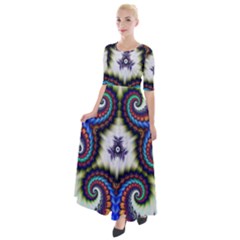 Abstract Texture Fractal Figure Half Sleeves Maxi Dress by Pakrebo