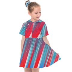 Abstract Red White Blue Feathery Kids  Sailor Dress by Pakrebo