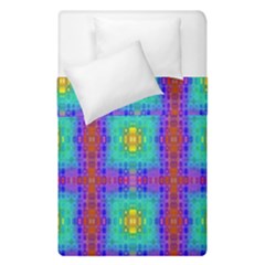 Groovy Green Orange Blue Yellow Square Pattern Duvet Cover Double Side (single Size) by BrightVibesDesign