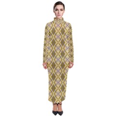 Argyle Large Yellow Pattern Turtleneck Maxi Dress by BrightVibesDesign