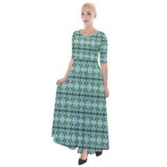 Cute Flowers Vines Pattern Pastel Green Half Sleeves Maxi Dress by BrightVibesDesign