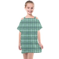 Cute Flowers Vines Pattern Pastel Green Kids  One Piece Chiffon Dress by BrightVibesDesign