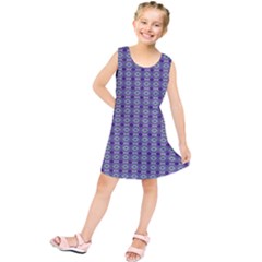 Ornate Oval Pattern Purple Green Kids  Tunic Dress by BrightVibesDesign