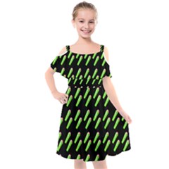 Ice Freeze Black Pattern Kids  Cut Out Shoulders Chiffon Dress by snowwhitegirl