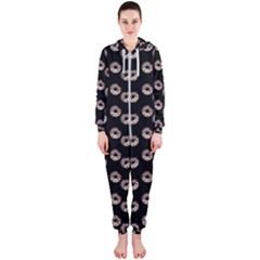 Kawaii Dougnut Black Pattern Hooded Jumpsuit (ladies)  by snowwhitegirl