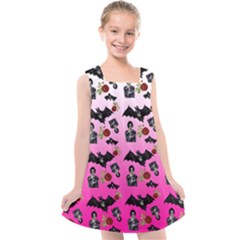 Pink Gradient Bat Pattern Kids  Cross Back Dress by snowwhitegirl