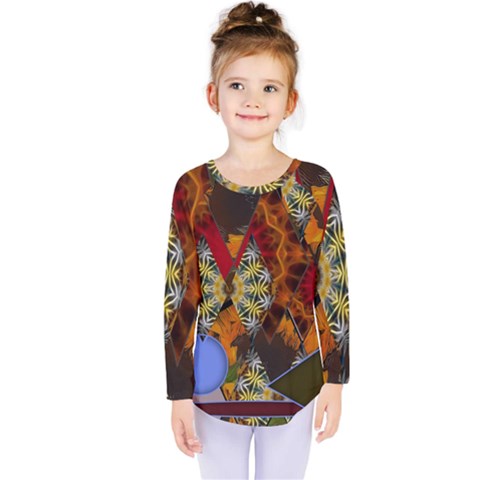 Sunflower Collage Kids  Long Sleeve Tee by bloomingvinedesign