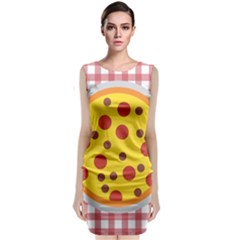 Pizza Table Pepperoni Sausage Copy Sleeveless Velvet Midi Dress by Nexatart