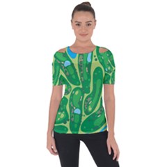 Golf Course Par Golf Course Green Copy Shoulder Cut Out Short Sleeve Top by Nexatart