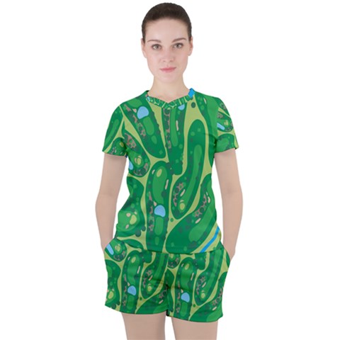 Golf Course Par Golf Course Green Copy Women s Tee And Shorts Set by Nexatart