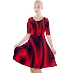 Background Red Color Swirl Quarter Sleeve A-line Dress by Nexatart