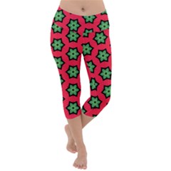 Pattern Flower Pattern Seamless Lightweight Velour Capri Yoga Leggings by Nexatart