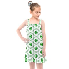 White Background Green Shapes Kids  Overall Dress by Nexatart