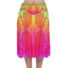 Dragon Squad Color Print Velvet Flared Midi Skirt by AuroraMountainFashion