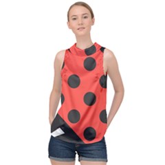 Bug Cubism Flat Insect Pattern High Neck Satin Top by BangZart