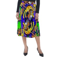 Rainbow Dragon Squad Print Classic Velour Midi Skirt  by AuroraMountainFashion