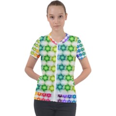 Background Colorful Geometric Short Sleeve Zip Up Jacket by Pakrebo