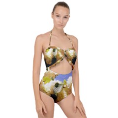 Yellow Snowball Branch Scallop Top Cut Out Swimsuit by okhismakingart