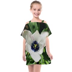 Blue Centered Tulip Kids  One Piece Chiffon Dress by okhismakingart