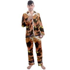 Yellow-pink Snowballs Men s Satin Pajamas Long Pants Set by okhismakingart