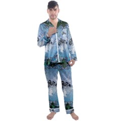 Surfboard With Dolphin Men s Satin Pajamas Long Pants Set by FantasyWorld7