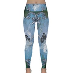 Surfboard With Dolphin Lightweight Velour Classic Yoga Leggings by FantasyWorld7