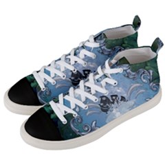 Surfboard With Dolphin Men s Mid-top Canvas Sneakers by FantasyWorld7