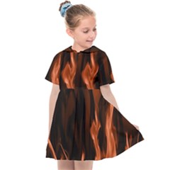 Smoke Flame Abstract Orange Red Kids  Sailor Dress by Pakrebo