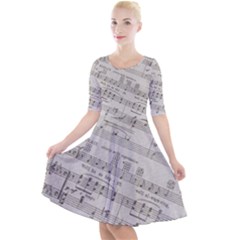 Sheet Music Paper Notes Antique Quarter Sleeve A-line Dress by Pakrebo