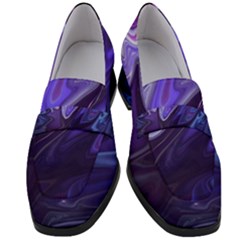 Deep Space Stars Blue Purple Women s Chunky Heel Loafers by Pakrebo