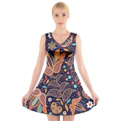 Paisley V-neck Sleeveless Dress by Sobalvarro