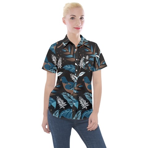 Birds In The Nature Women s Short Sleeve Pocket Shirt by Sobalvarro