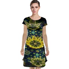 Fractal Undersea Flowers Abstract Cap Sleeve Nightdress by Pakrebo