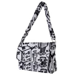 Robot Crowd Full Print Messenger Bag by ArtistRoseanneJones