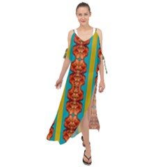 Love For The Fantasy Flowers With Happy Joy Maxi Chiffon Cover Up Dress by pepitasart